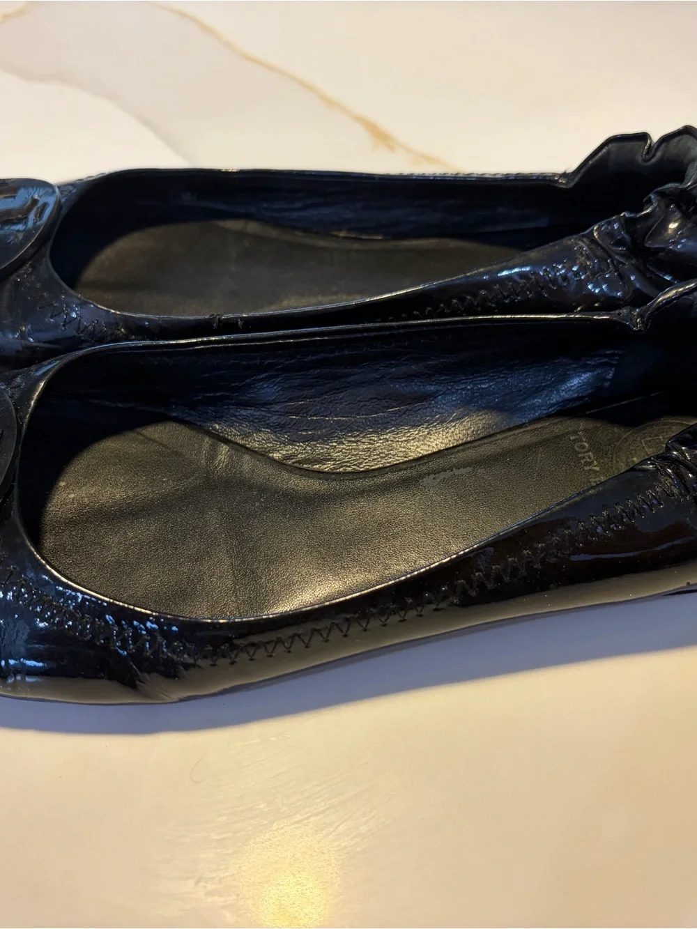 Tory Burch Reva Black Patent Leather Ballet Flats Women’s Size 8